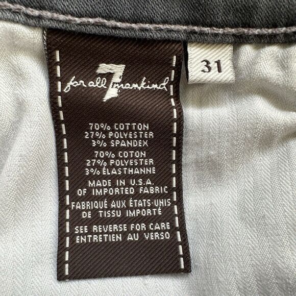 7 For All Mankind Slim Cigarette Jeans Size 31 Charcoal Gray - Picture 8 of 8